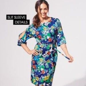 NWOT Printed Cold Shoulder Dress Sz M Avon